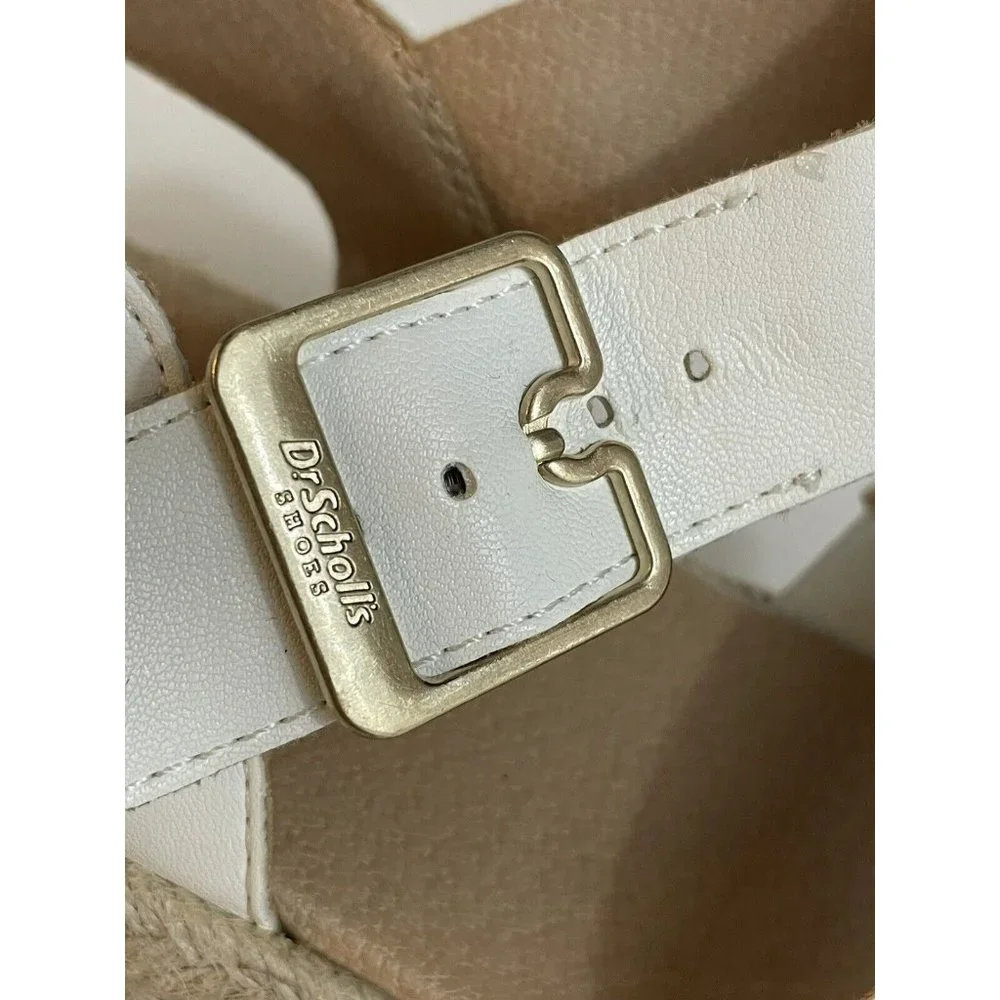 Dr. Scholl Women 9.5M Once Twice White Faux Leather Platform Espadrille Sandal - Picture 7 of 12